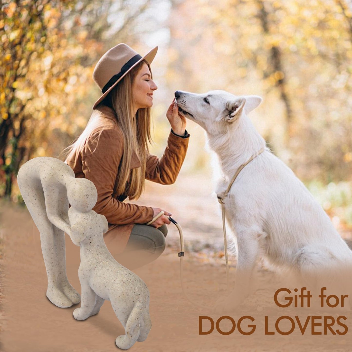 Dog & Man Sculpture, Sandstone