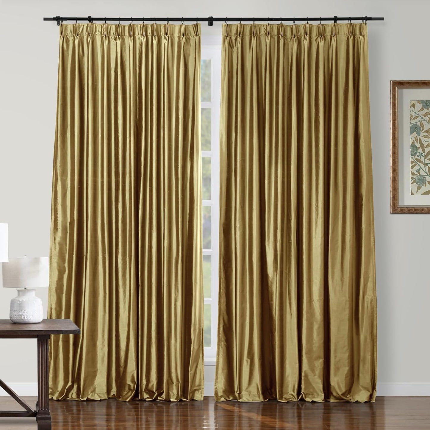 Silk Pinch Pleat Curtain – Sand, 52"x90"