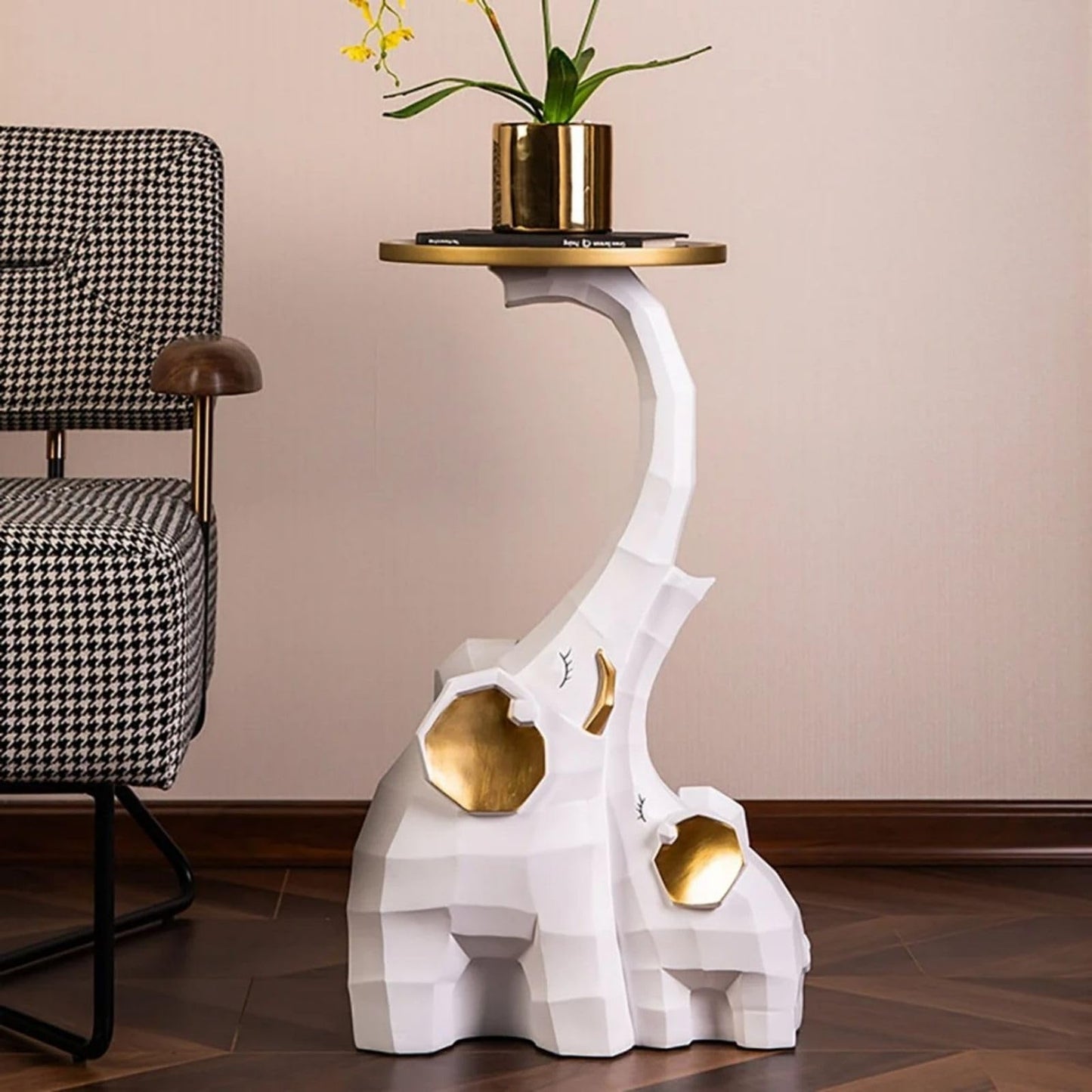 Homary Gold Leopard Side Table