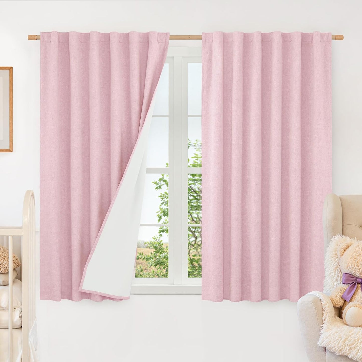 LAMIT Linen Blackout Curtains 60x84" Taupe, 2 Panels