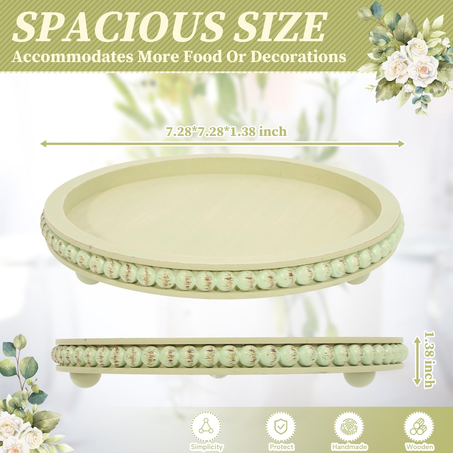 HPC Decor Round White Wood Tray, 12"
