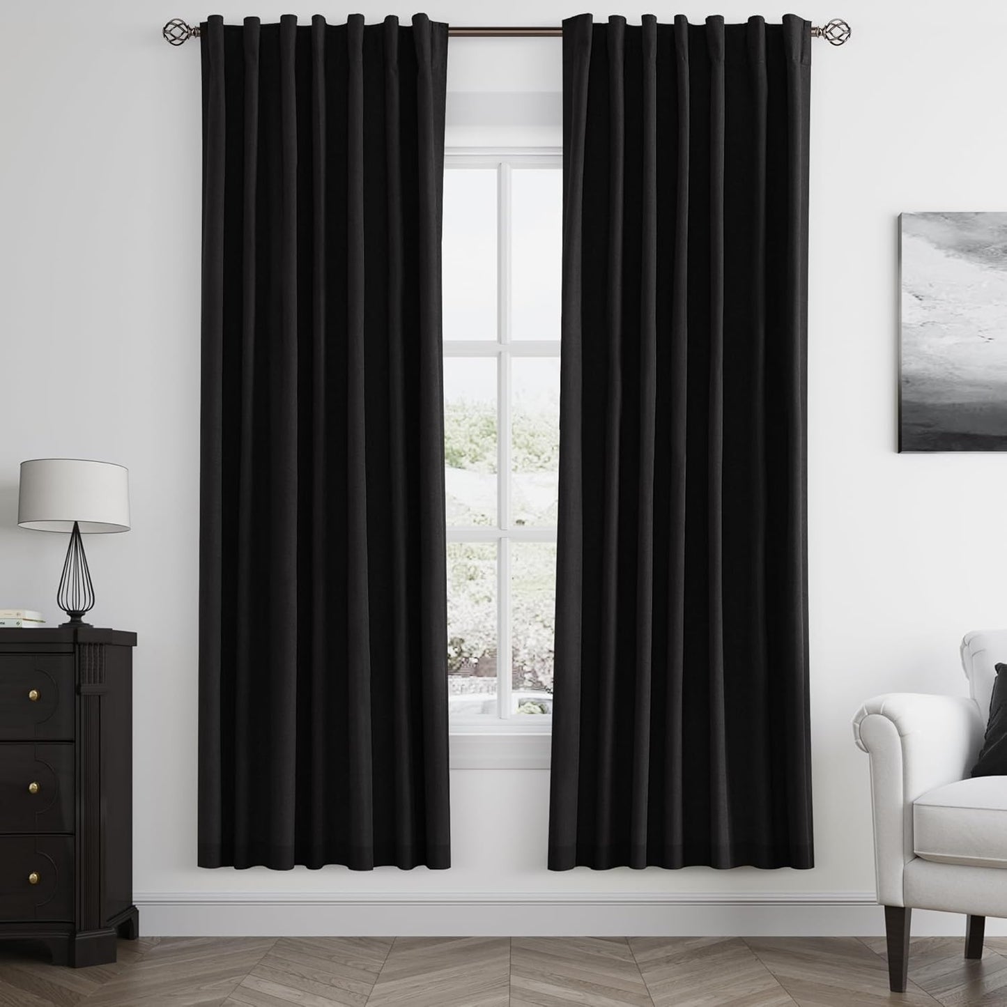 Cream Linen Blackout Curtains – 2 Panels