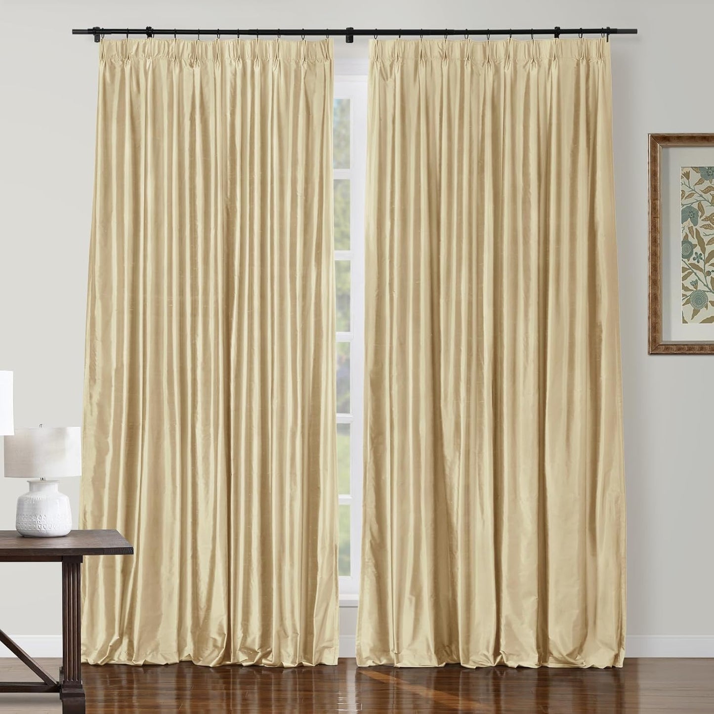 Silk Pinch Pleat Curtain – Sand, 52"x90"