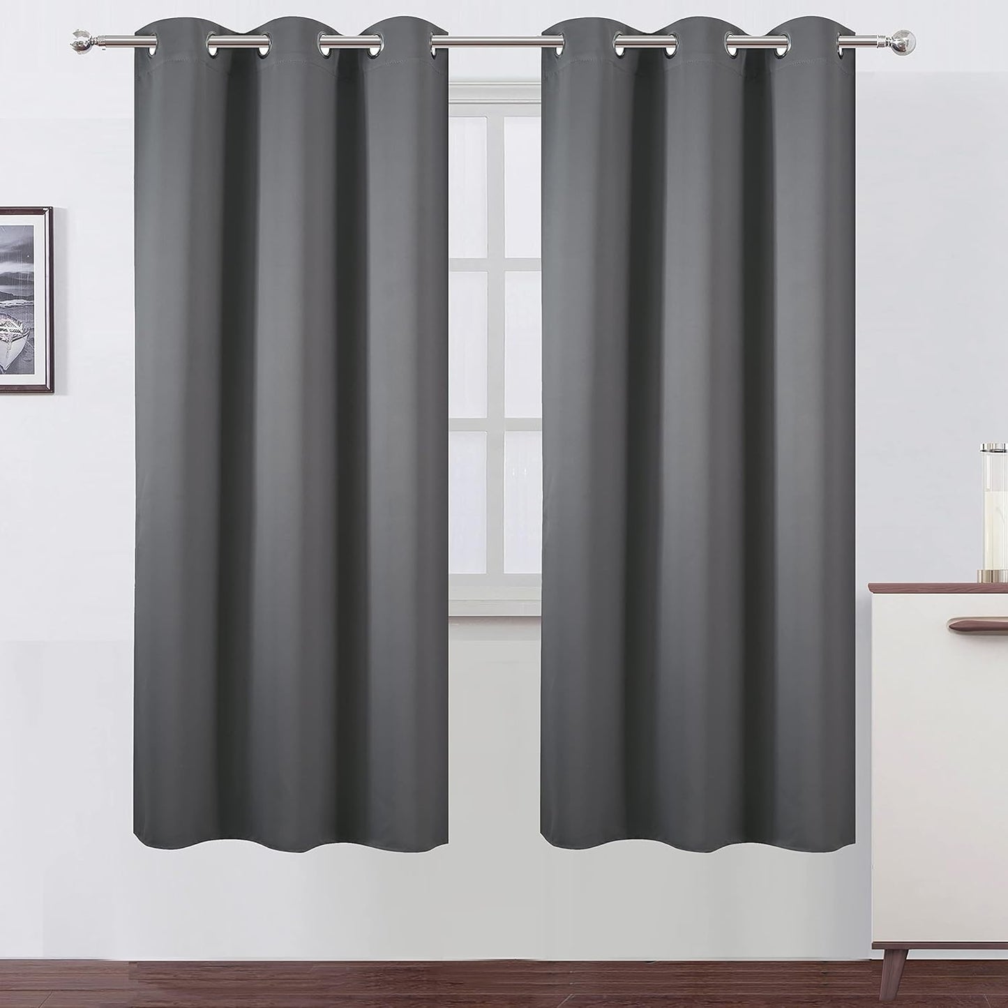 LEMOMO Blackout Curtains 52x84" Black, 2 Panels