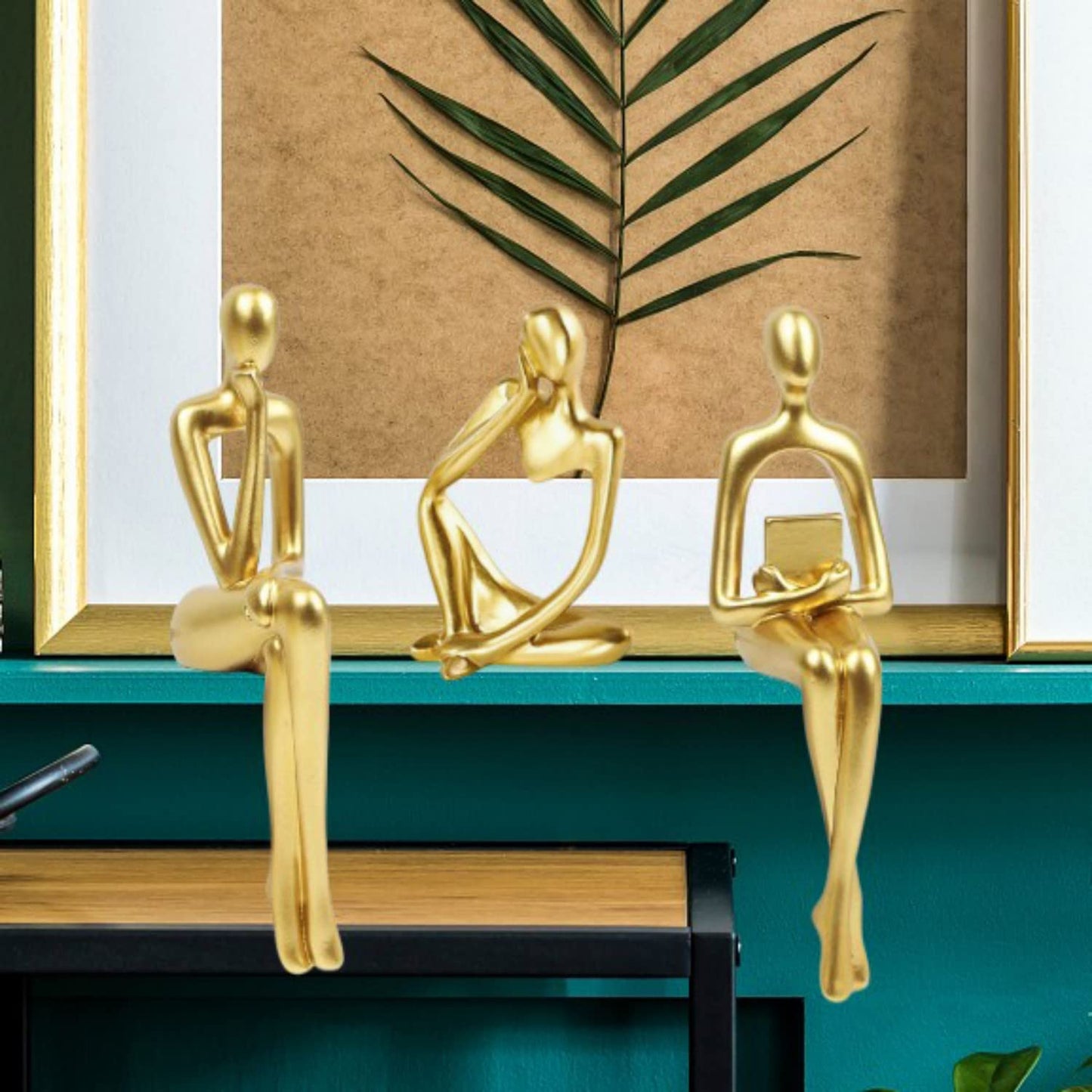 Gold Thinker Statues, Set of 3, Small