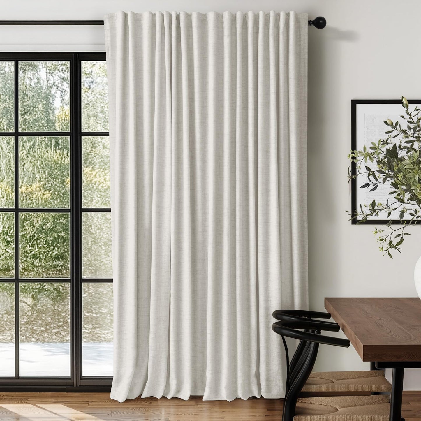 Linen Blackout Curtains 50x120" Moss Green, 2 Panels