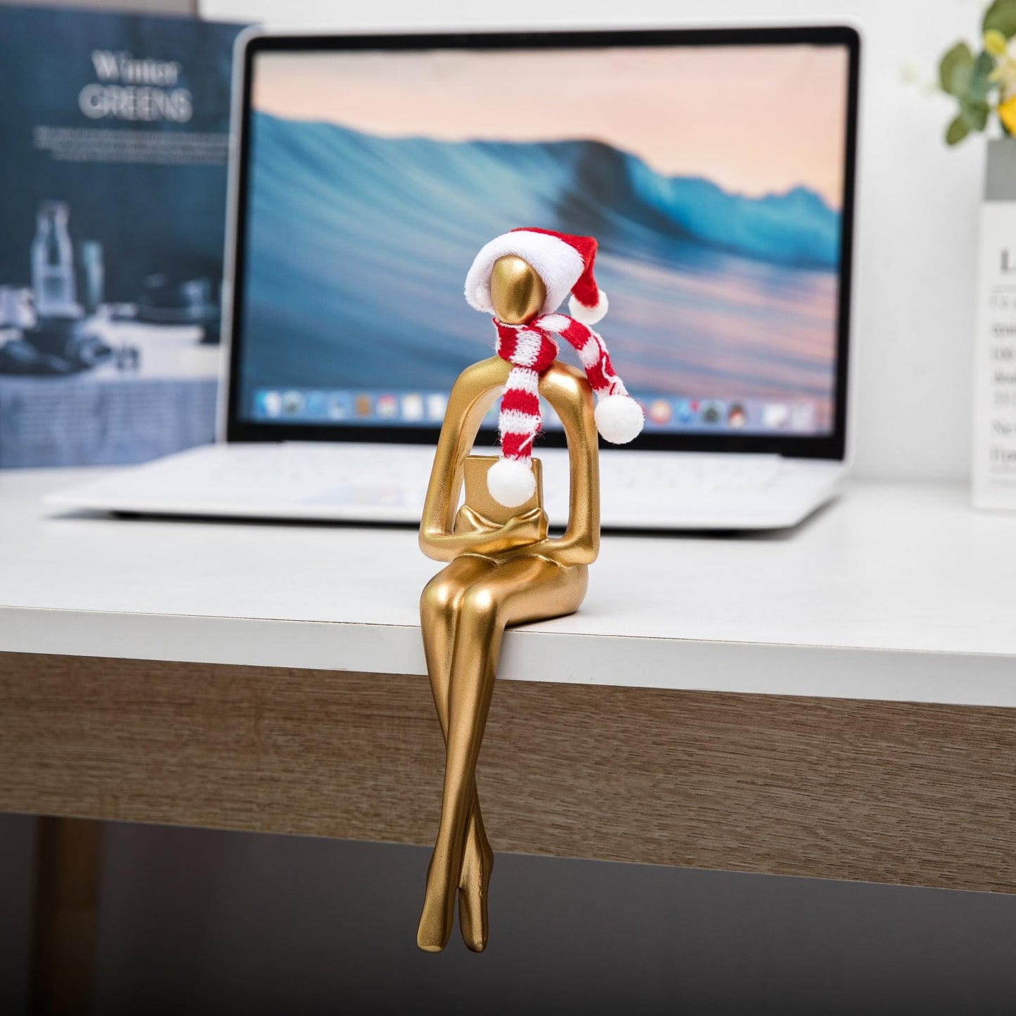 Gold Thinker Statues, Set of 3, Small