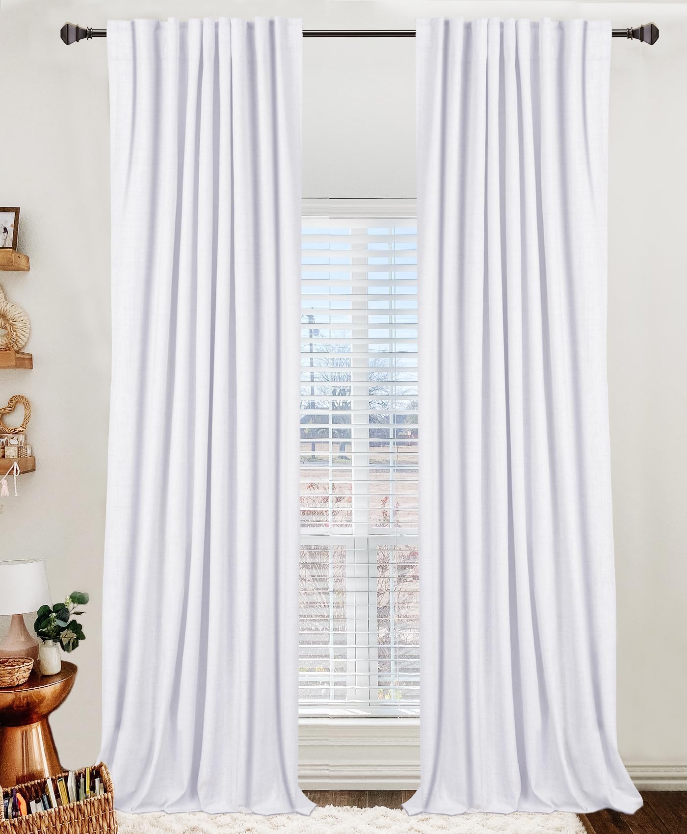 Linen Blackout Curtains 50x120" Moss Green, 2 Panels