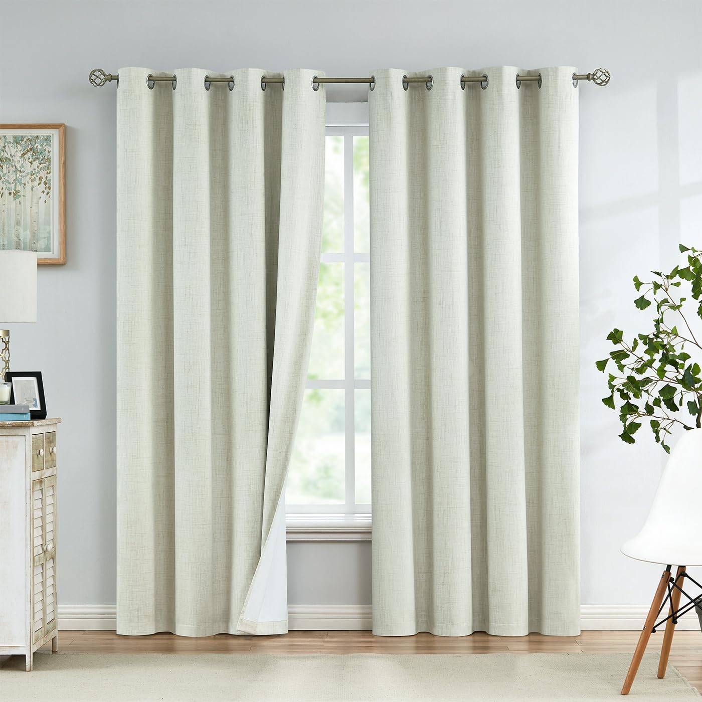 Urban Lotus Blackout Curtains 52x84" Beige, 2 Panels