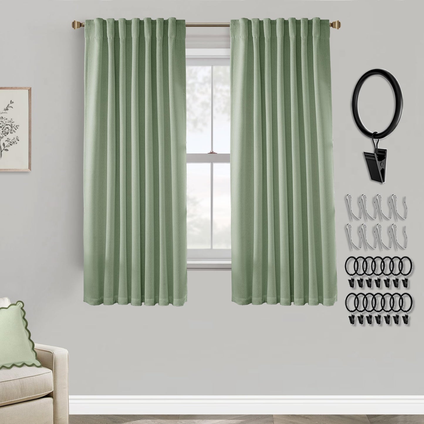 Boho Blackout Curtains Cream 70x90, 2 Panels