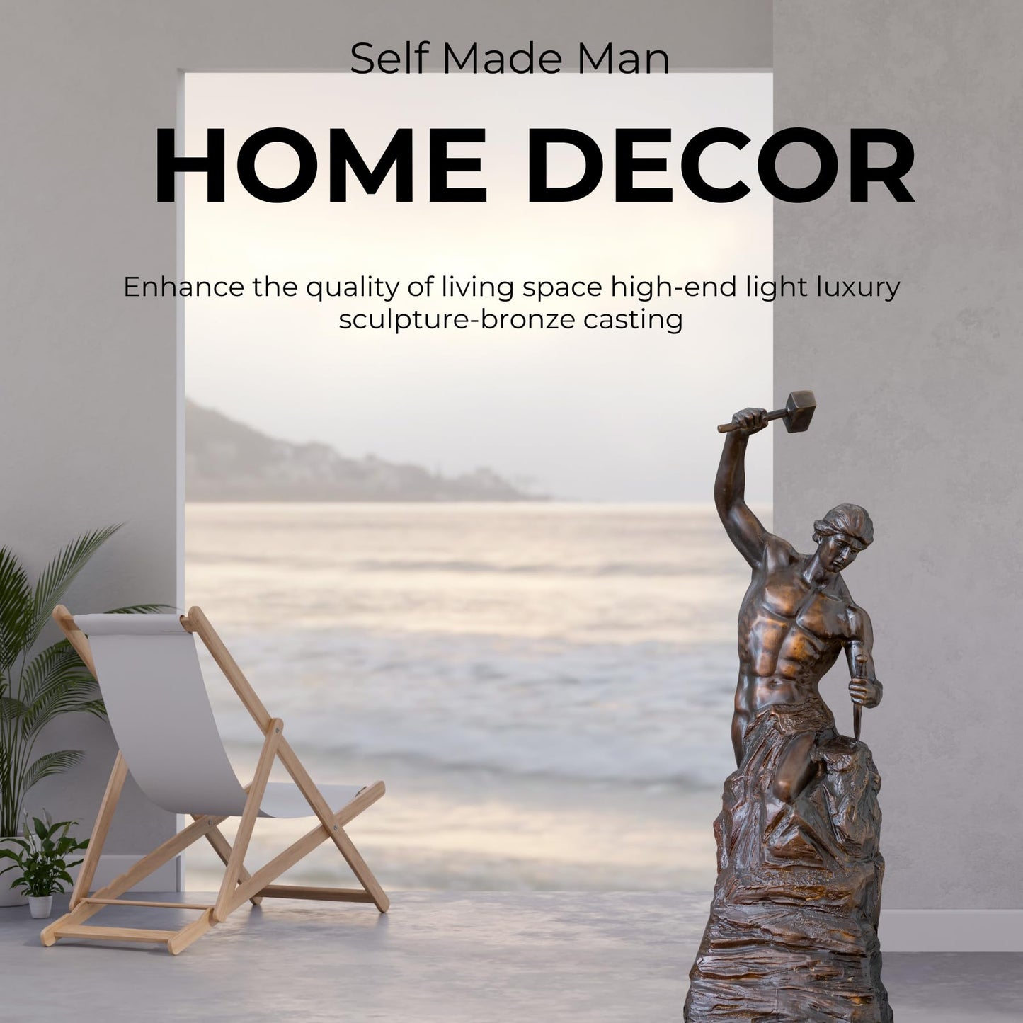 Bronze Self-Made Man Statue 18.5"