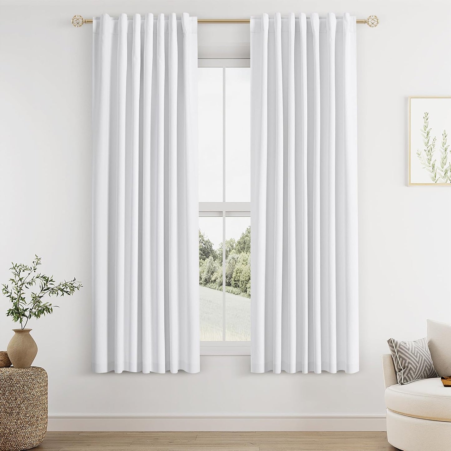Cream Linen Blackout Curtains – 2 Panels