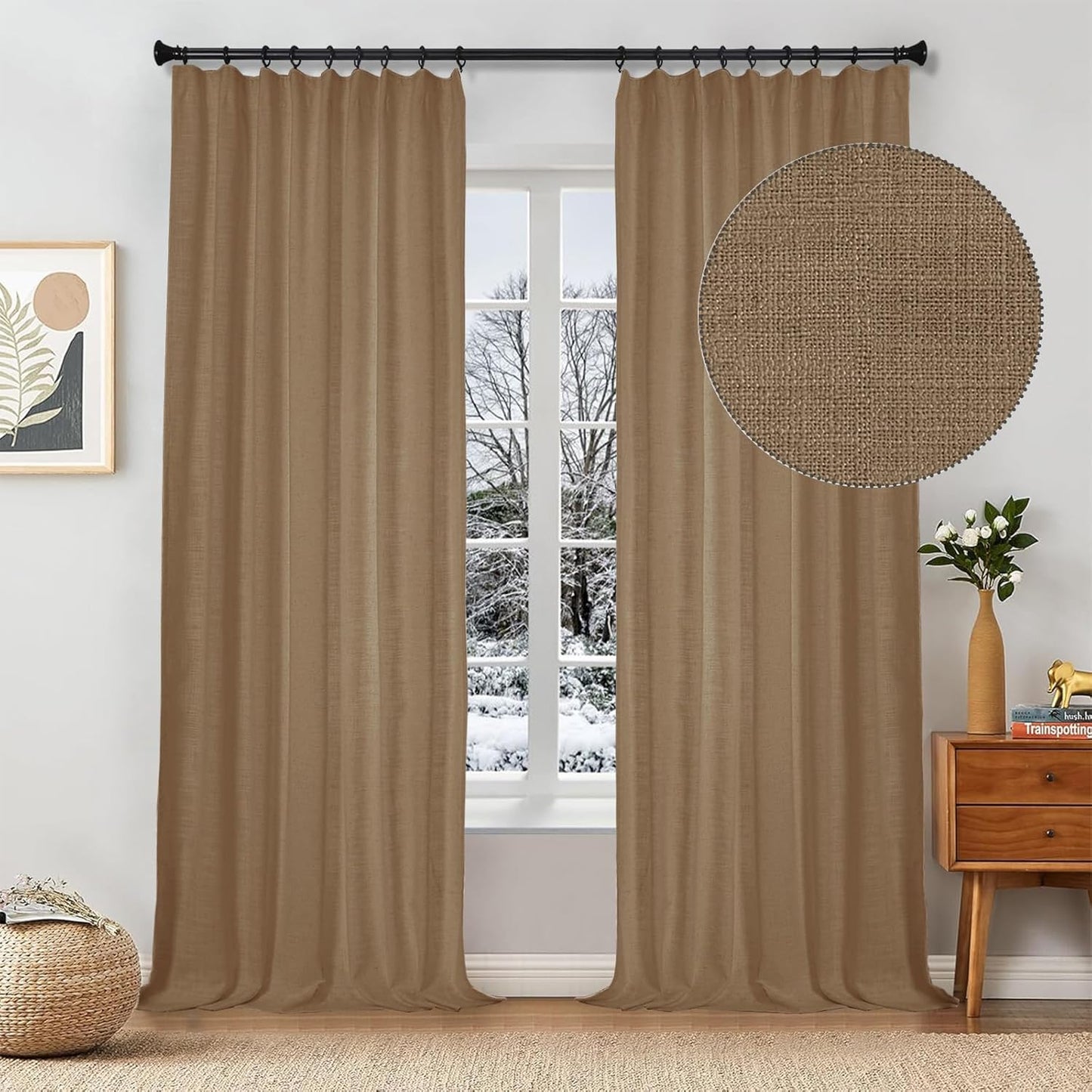 Linen Curtains – Snow White, 84" (2 Panels)