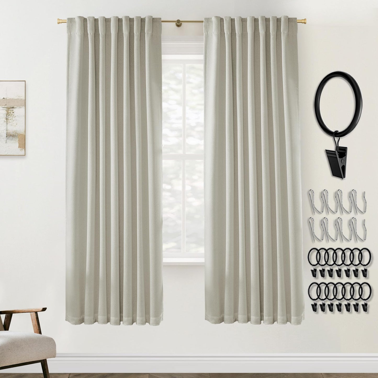 Boho Blackout Curtains Cream 70x90, 2 Panels