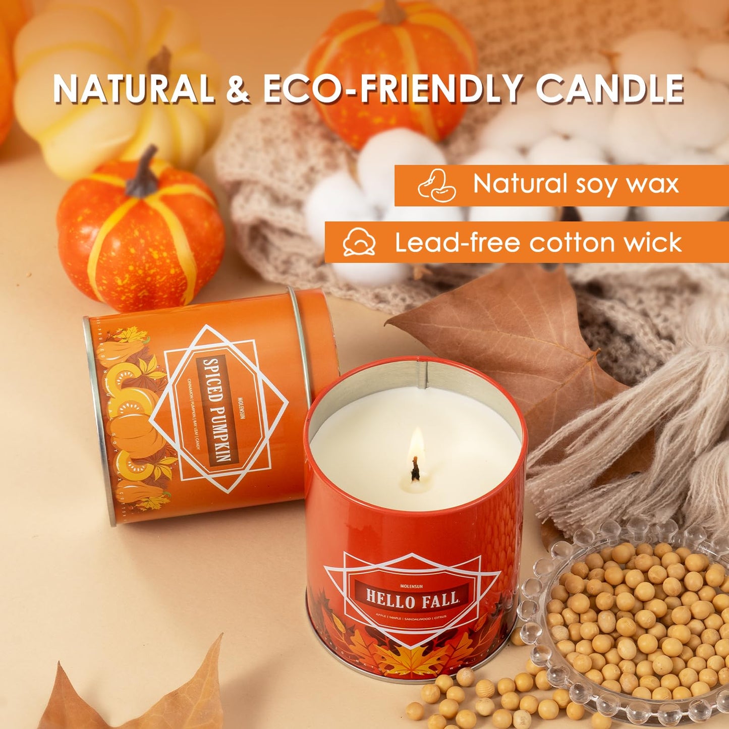 Fall Candles – 36oz (4×9oz) Soy Candles