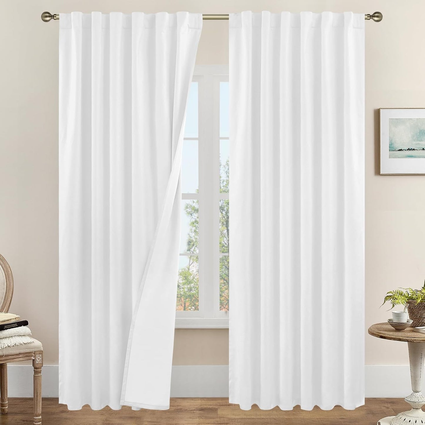 LAMIT Linen Blackout Curtains 60x84" Taupe, 2 Panels