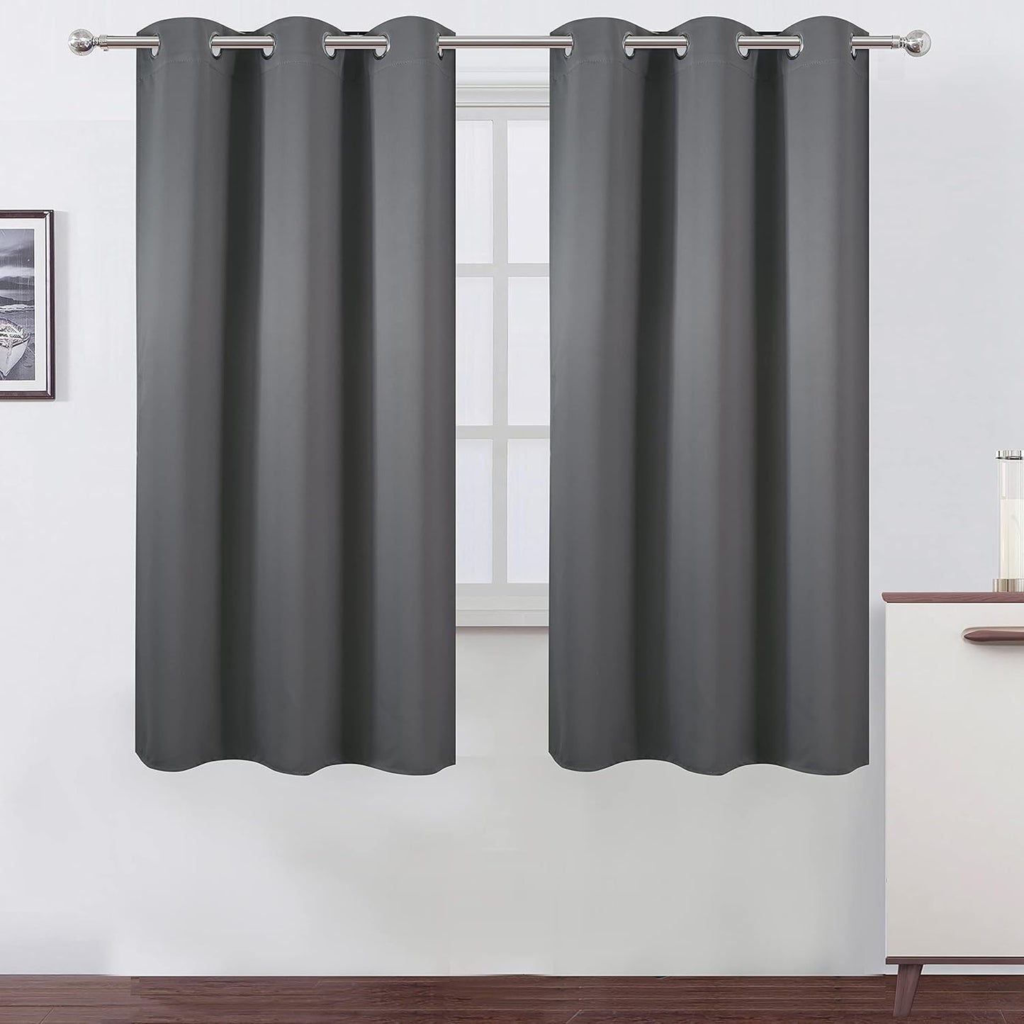 LEMOMO Blackout Curtains 52x84" Black, 2 Panels