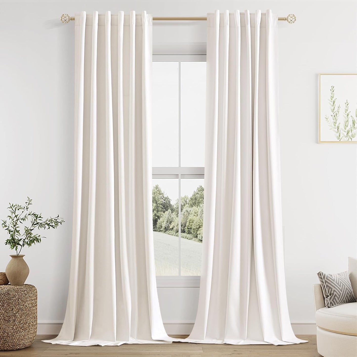 Cream Linen Blackout Curtains – 2 Panels