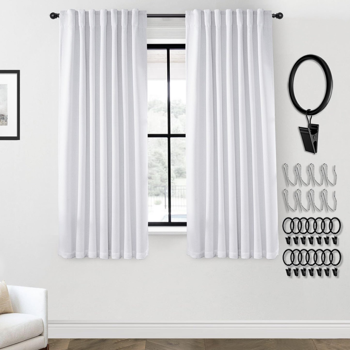 Boho Blackout Curtains Cream 70x90, 2 Panels