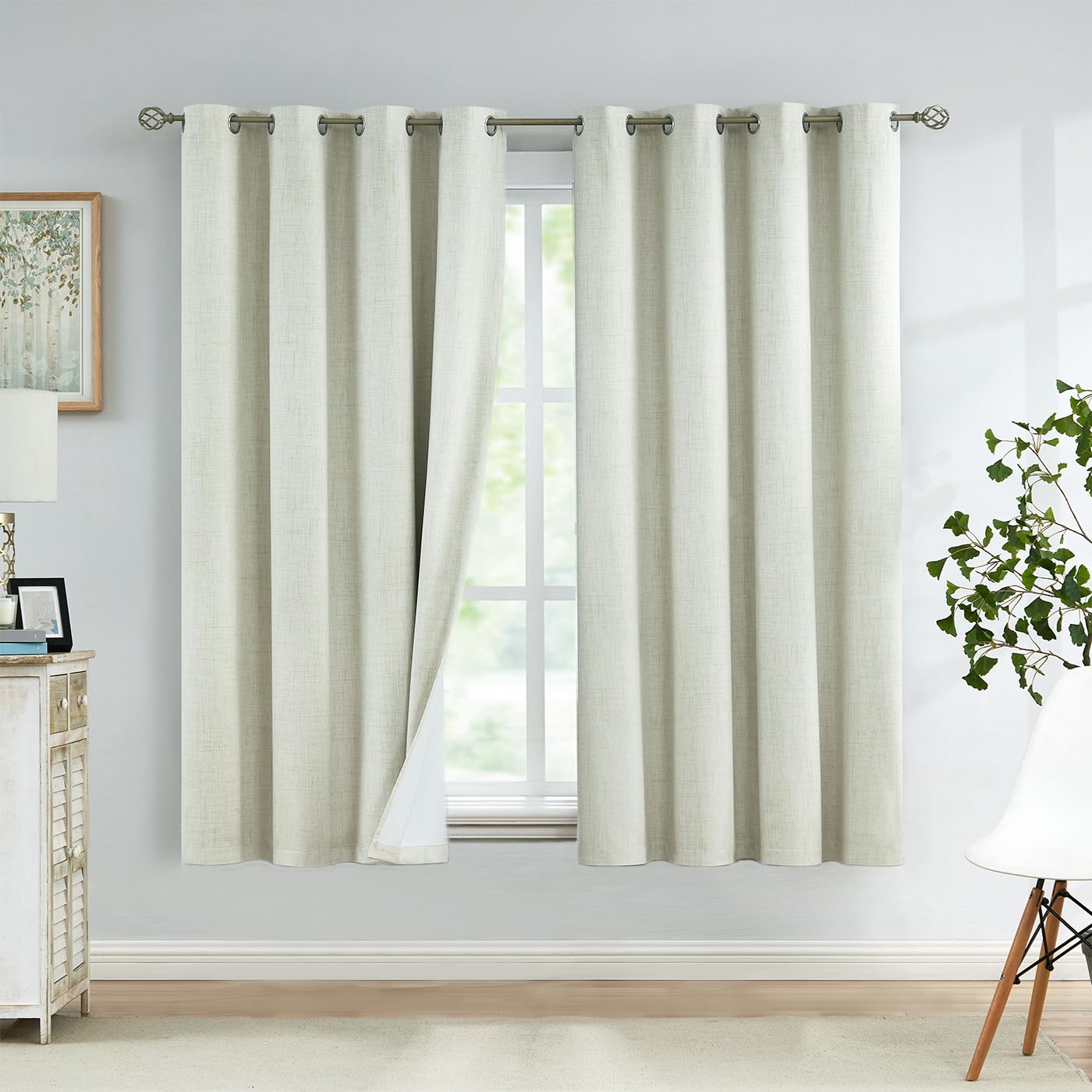 Urban Lotus Blackout Curtains 52x84" Beige, 2 Panels