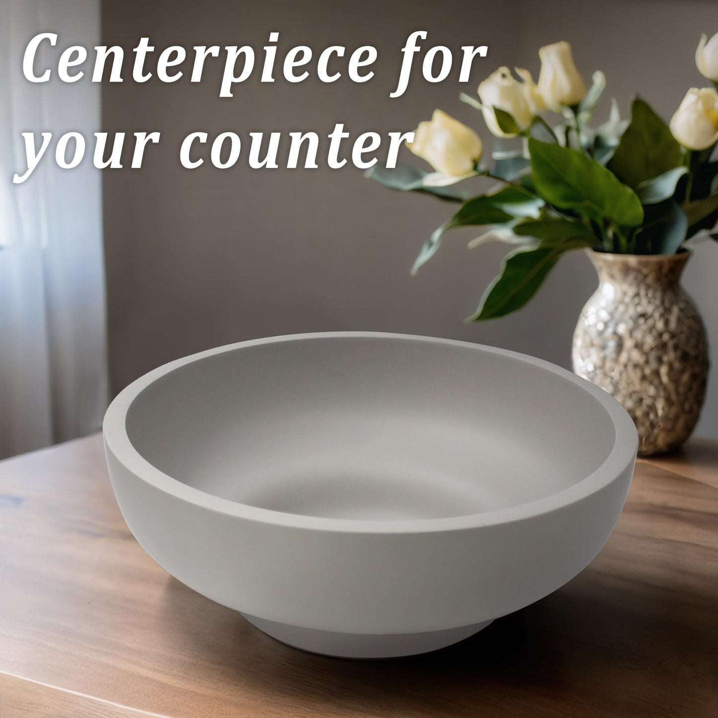 Large Resin Decorative Bowl, Sand Beige