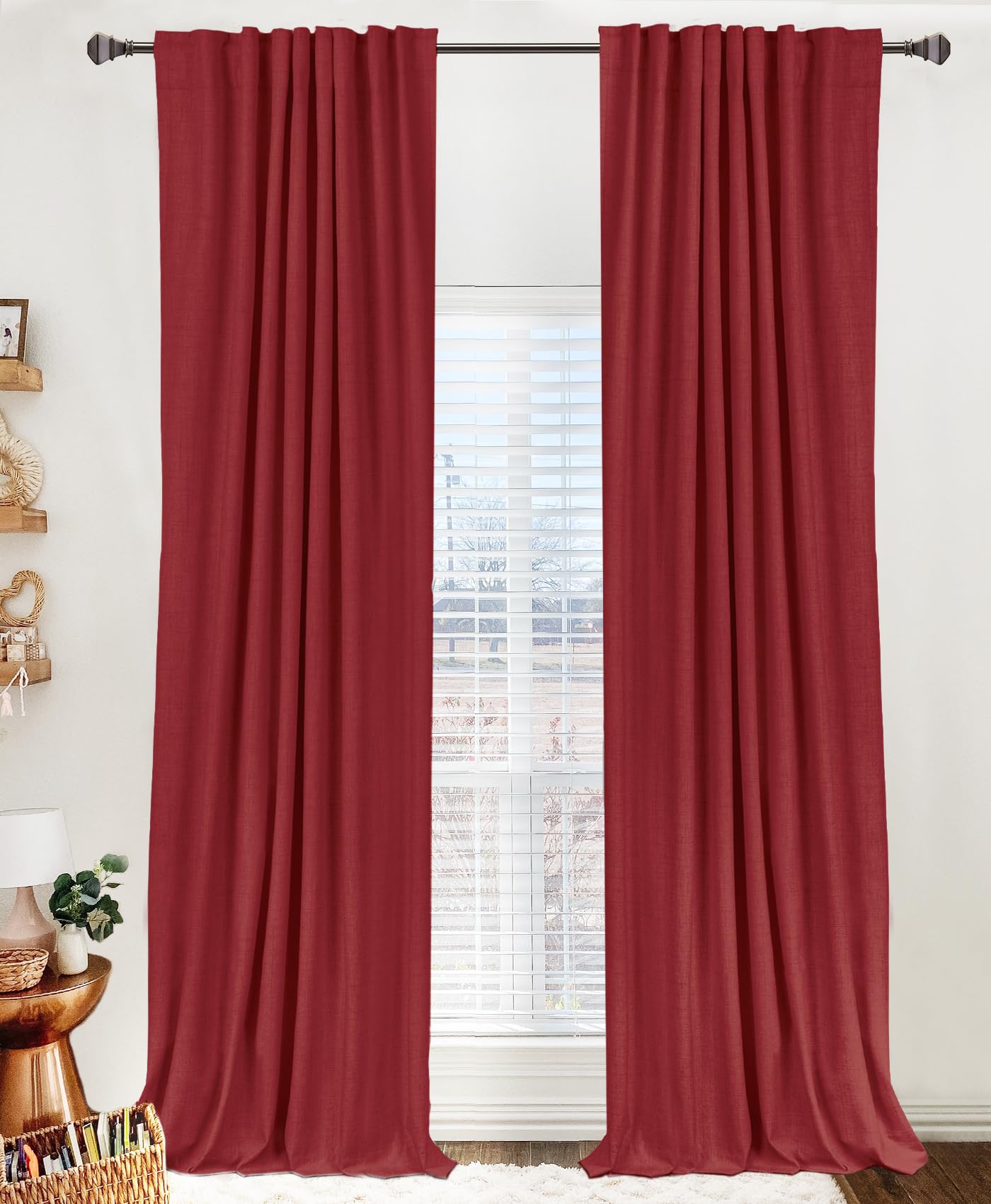 Linen Blackout Curtains 50x120" Moss Green, 2 Panels