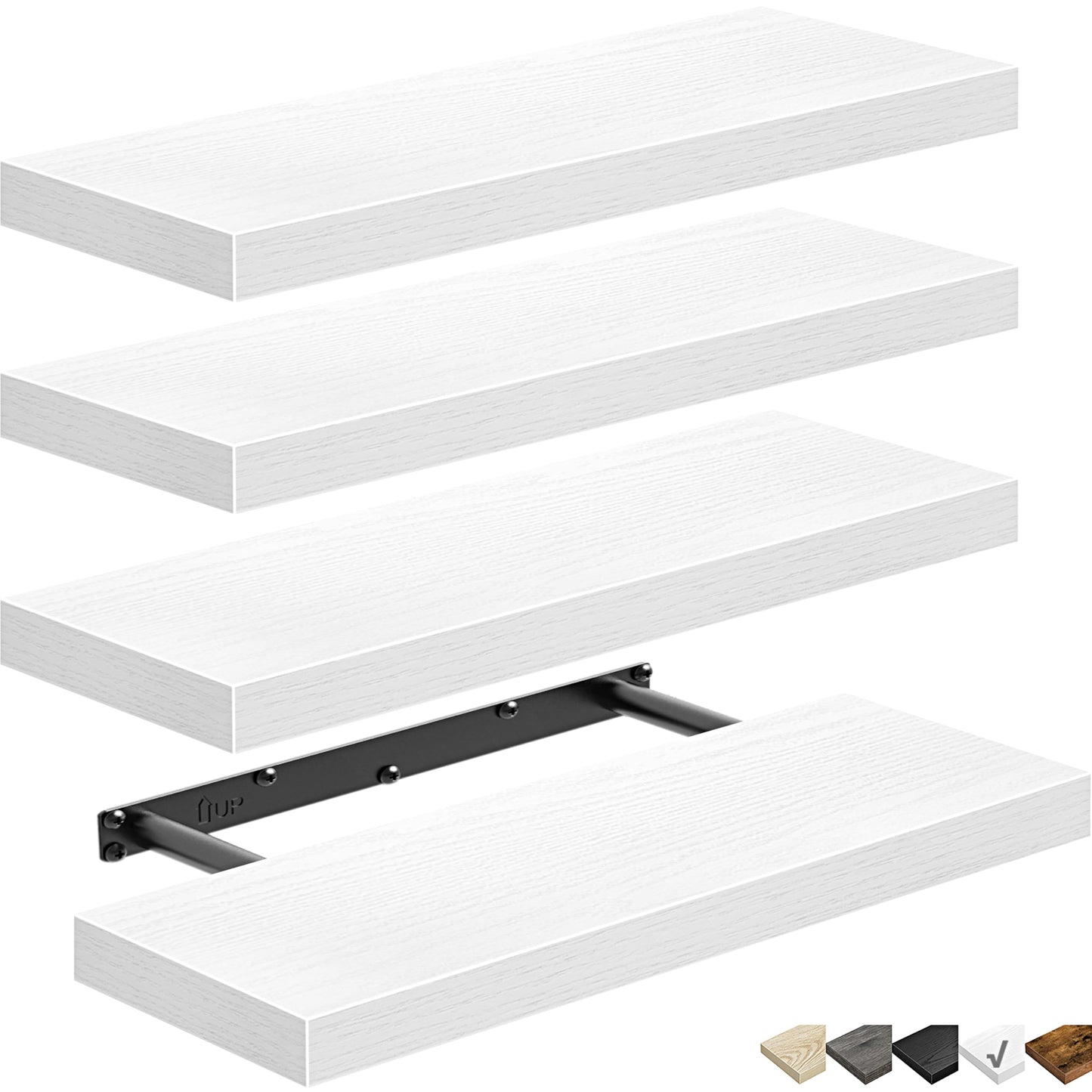 QEEIG Floating Shelves, 3pcs, Rustic Brown