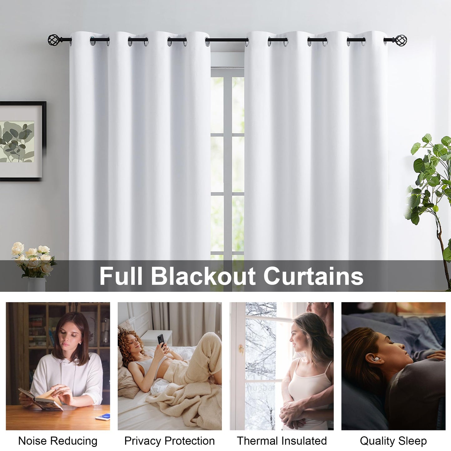 Urban Lotus Blackout Curtains 52x84" Beige, 2 Panels