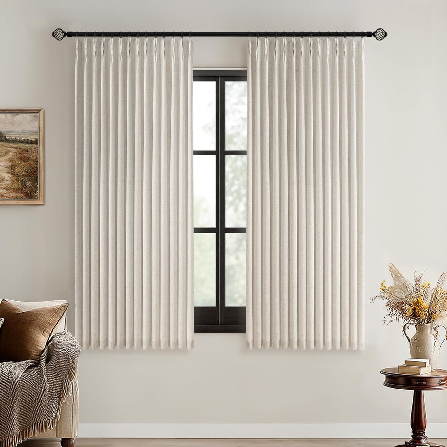 MIULEE Blackout Linen Curtains 96" 2 Panels