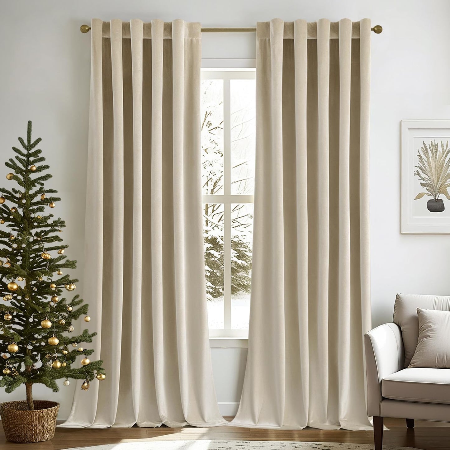 MIULEE Velvet Curtains 108 inches Long 2 Panels