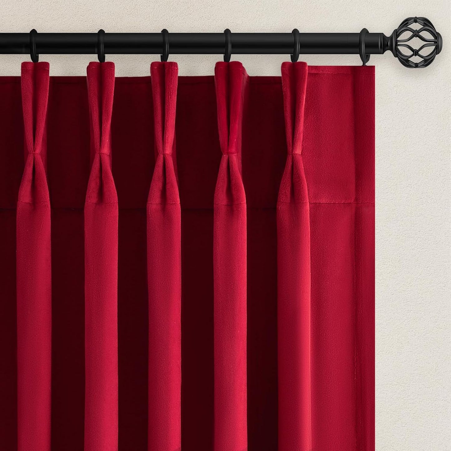 Cream Velvet Blackout Curtains 108", Set of 2