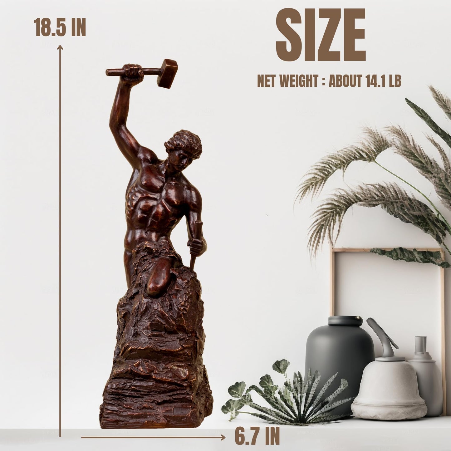 Bronze Self-Made Man Statue 18.5"