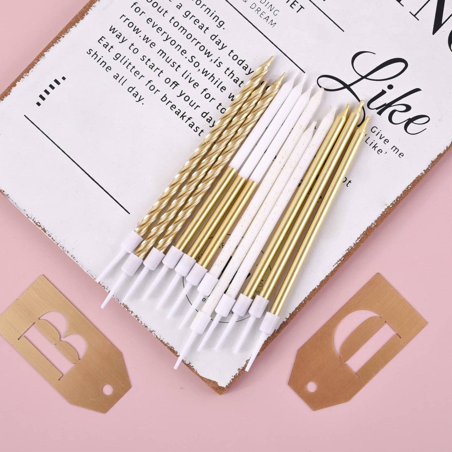 PHD CAKE Gold Long Thin Metallic Birthday Candles