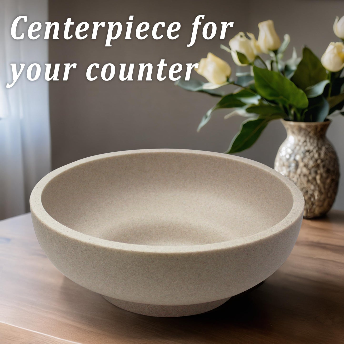 Large Resin Decorative Bowl, Sand Beige