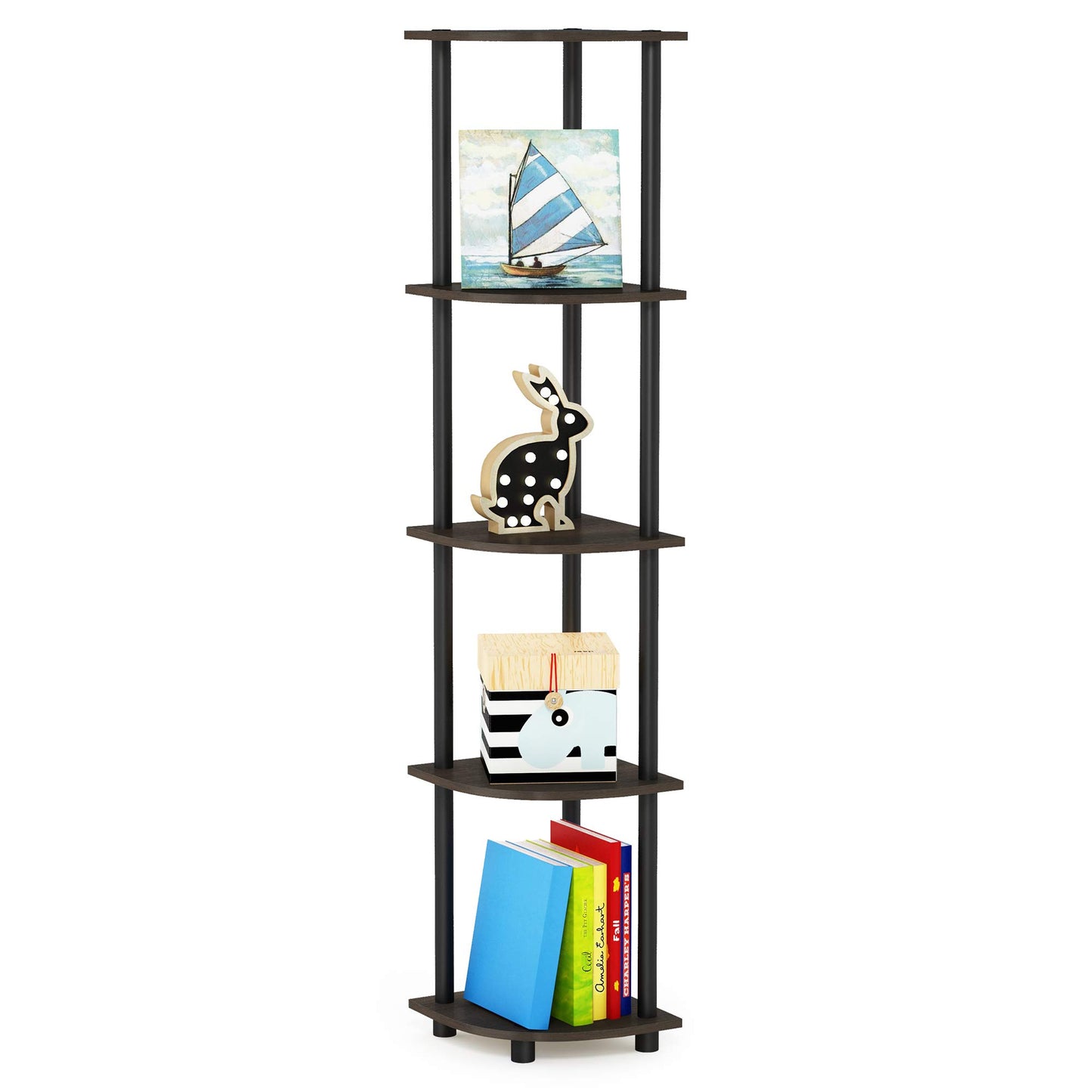 Furinno 5-Tier Corner Shelf, Espresso/Black