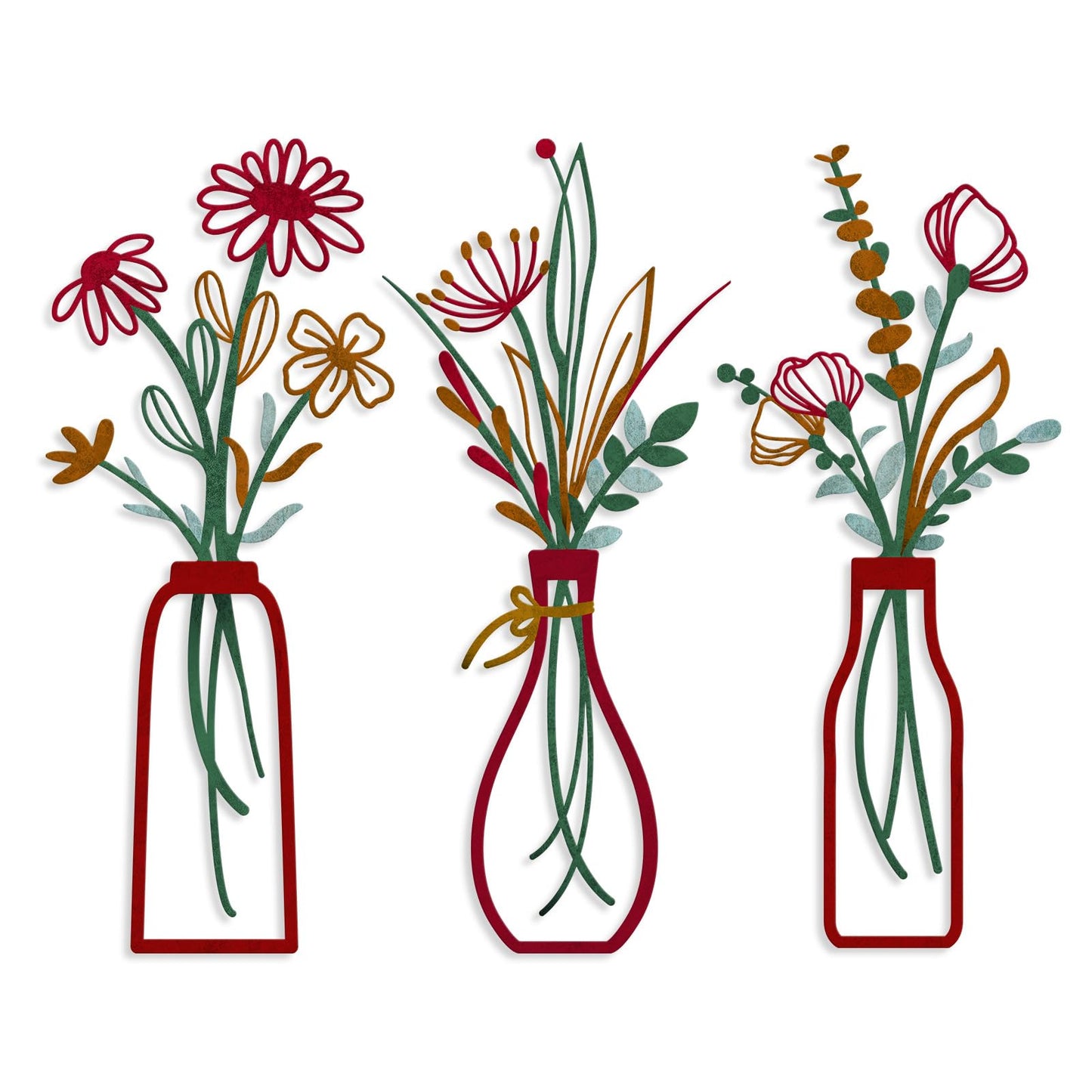 Pigort Metal Flower Wall Art, Beige, 3pcs