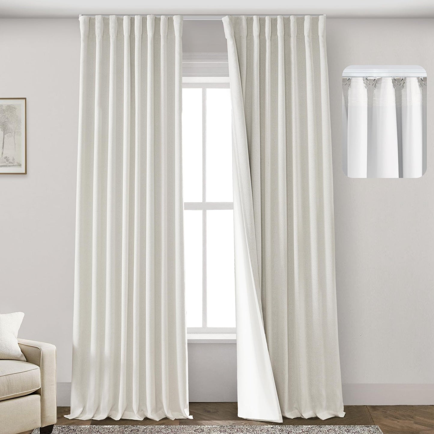 Boho Blackout Curtains Cream 70x90, 2 Panels