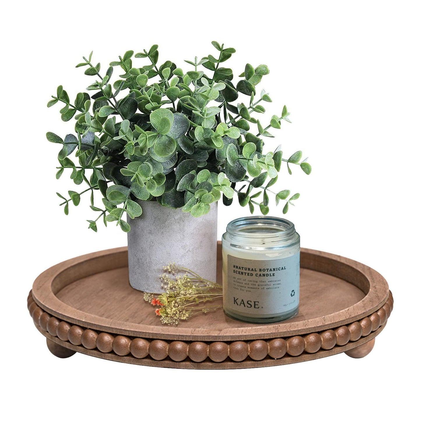 HPC Decor Round White Wood Tray, 12"