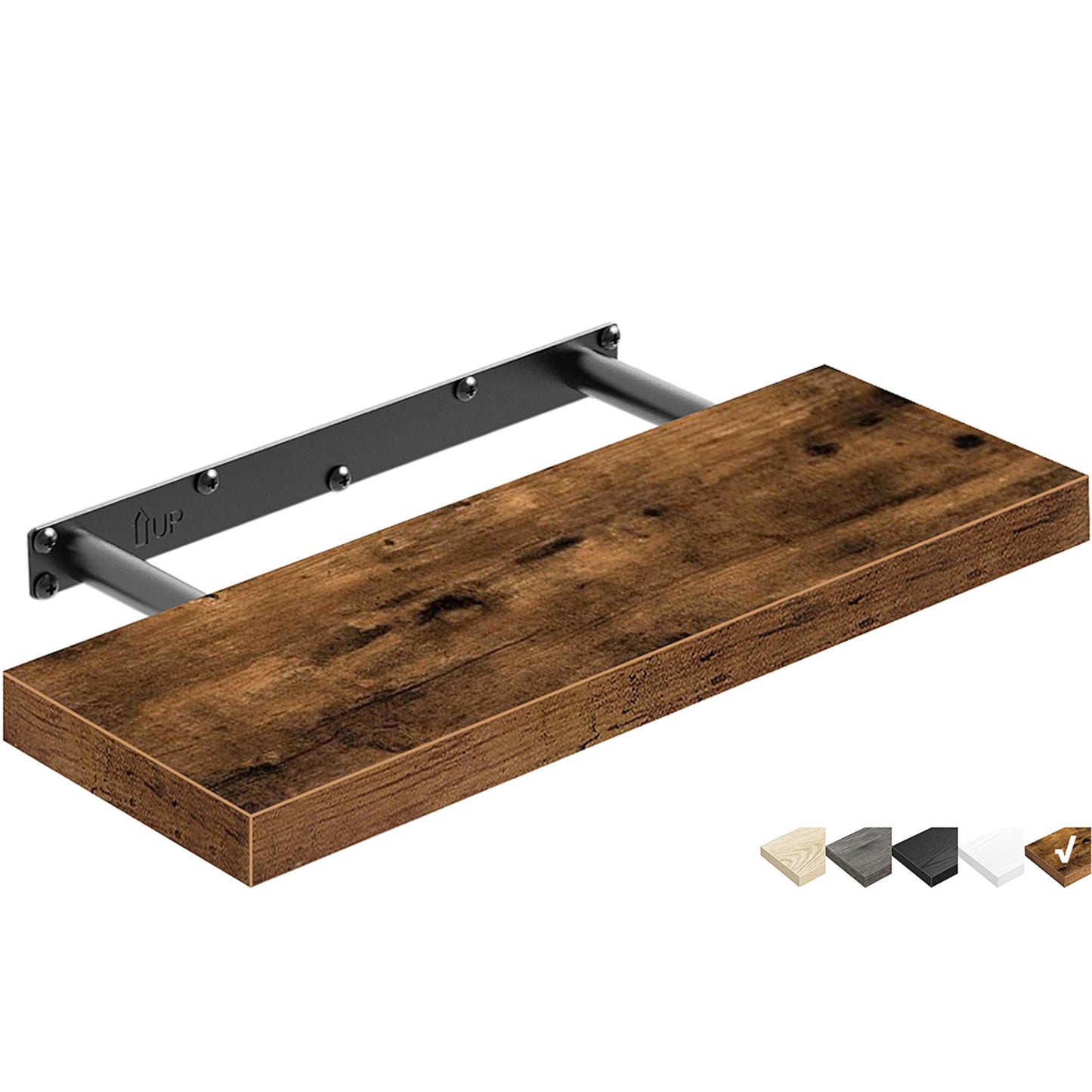 QEEIG Floating Shelves, 3pcs, Rustic Brown