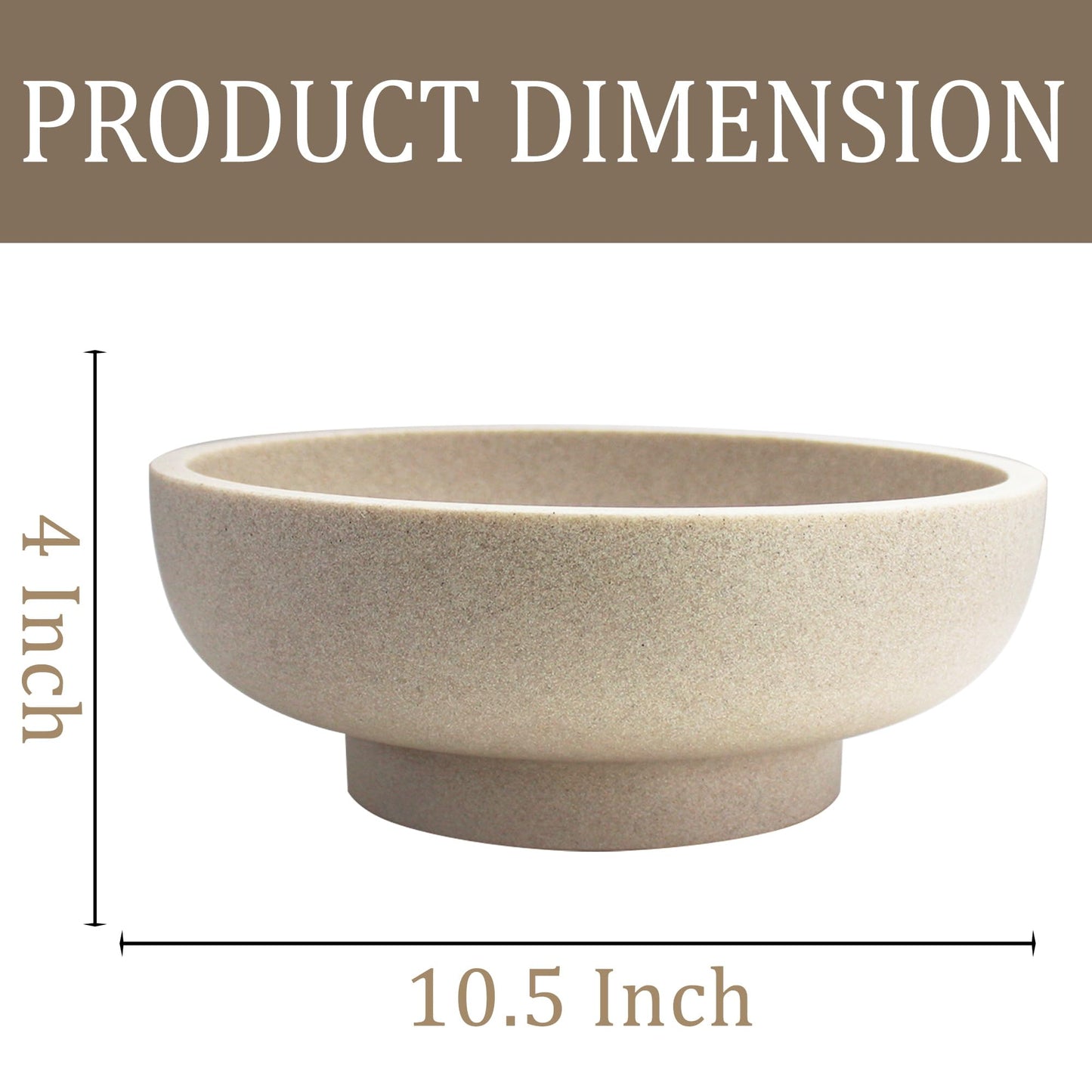 Large Resin Decorative Bowl, Sand Beige