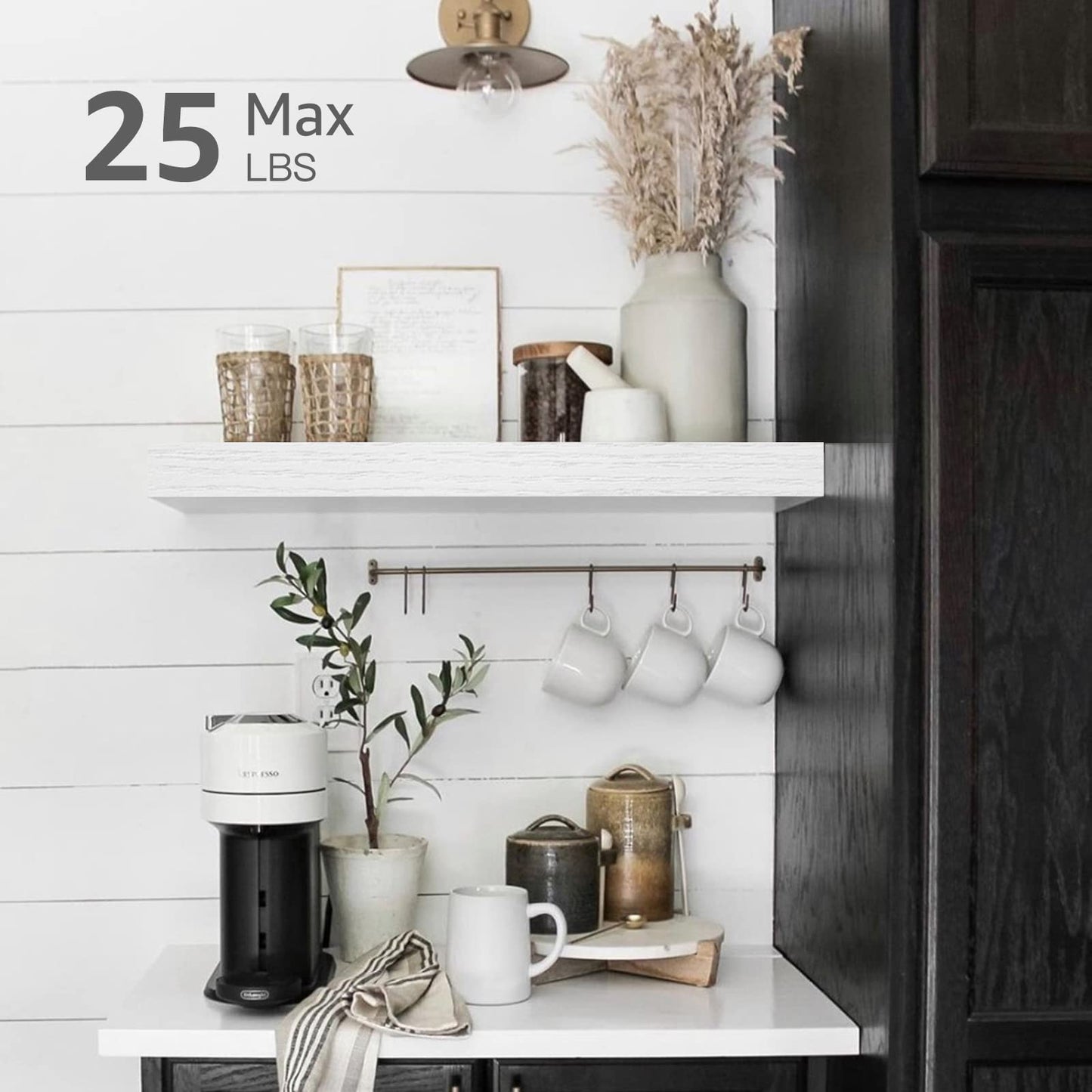 QEEIG Floating Shelves, 3pcs, Rustic Brown