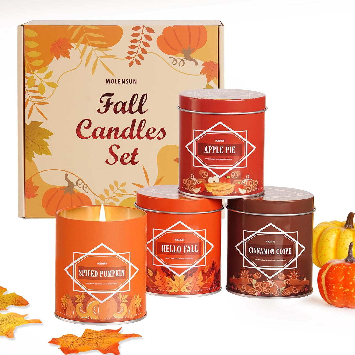 Fall Candles – 36oz (4×9oz) Soy Candles