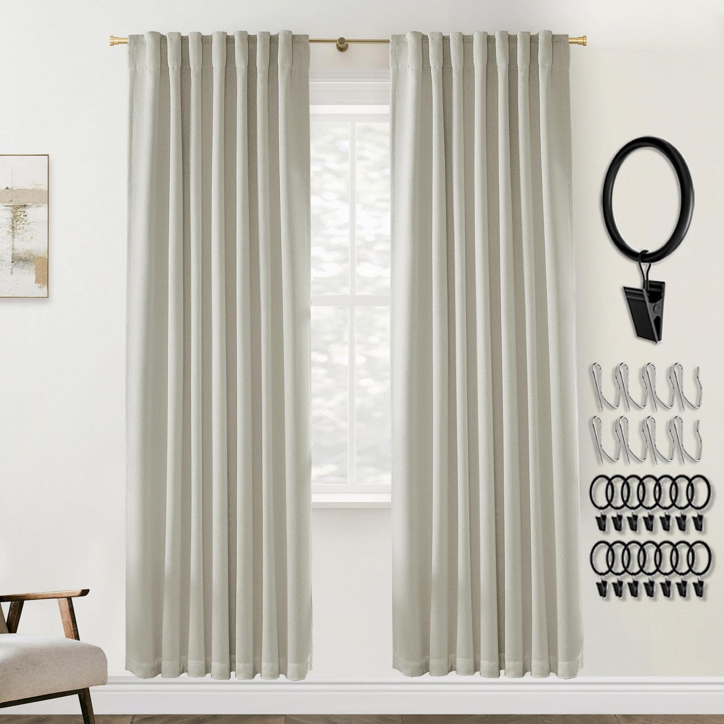 Boho Blackout Curtains Cream 70x90, 2 Panels
