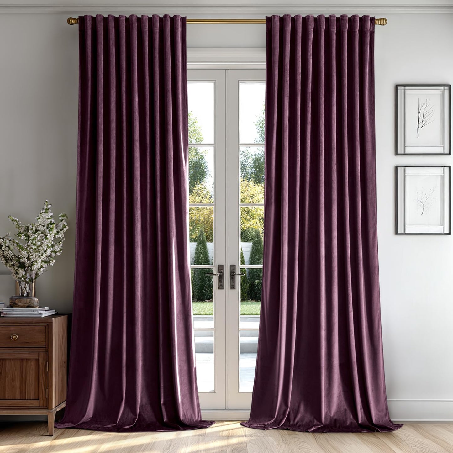 MIULEE Velvet Curtains 108 inches Long 2 Panels
