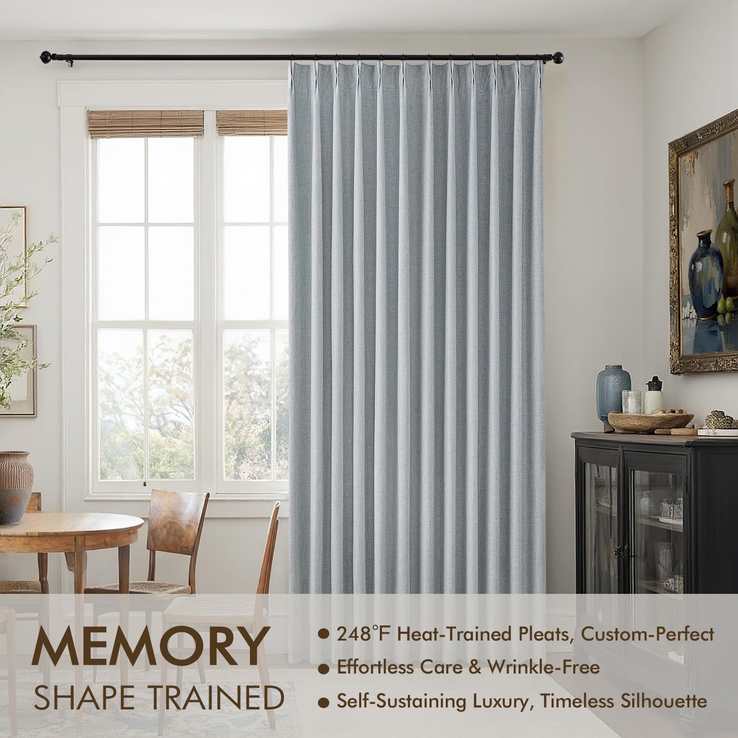 MIULEE Blackout Linen Curtains 96" 2 Panels