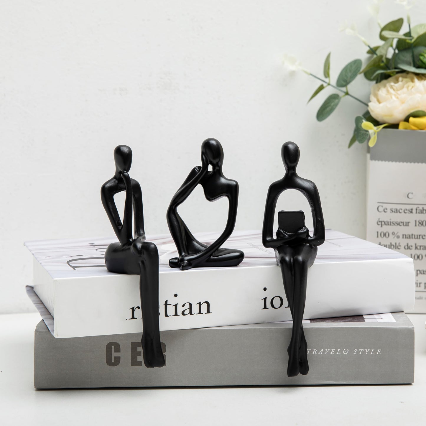 Gold Thinker Statues, Set of 3, Small