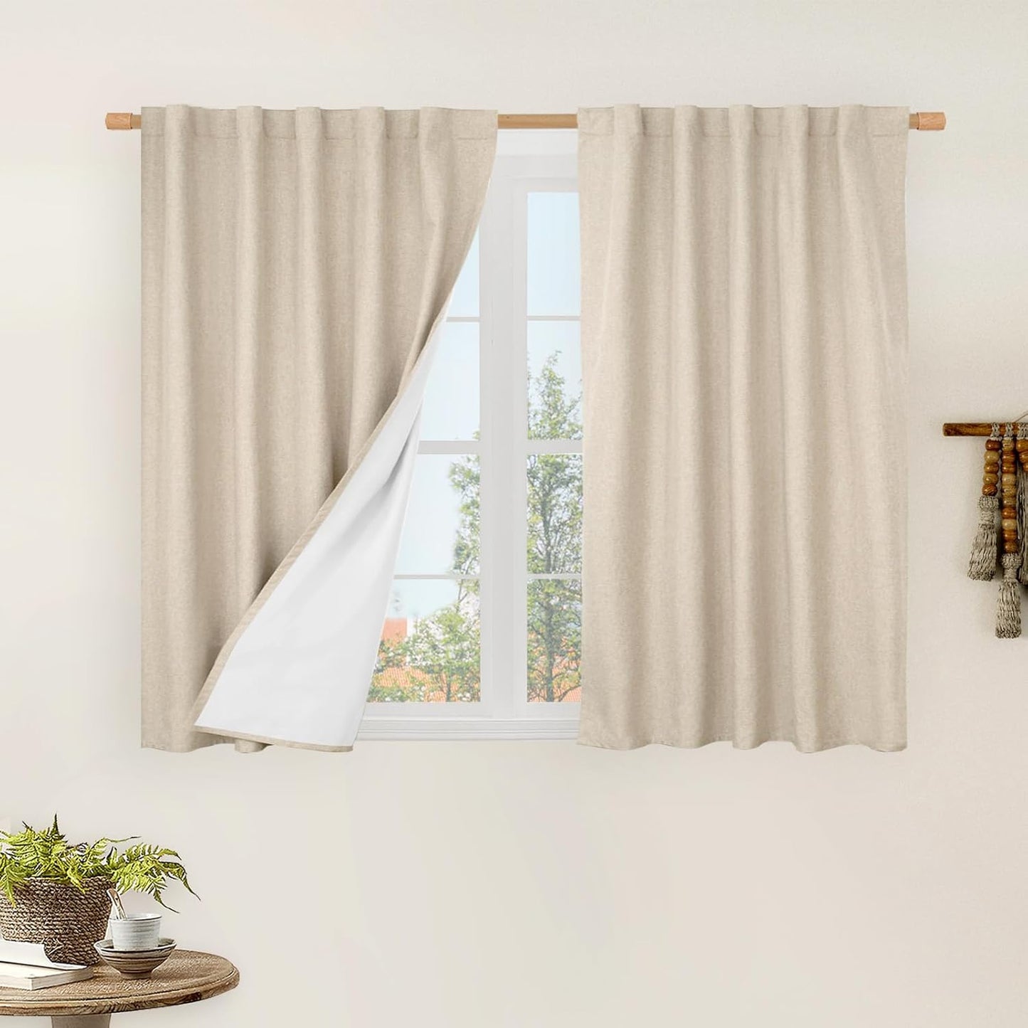 LAMIT Linen Blackout Curtains 60x84" Taupe, 2 Panels