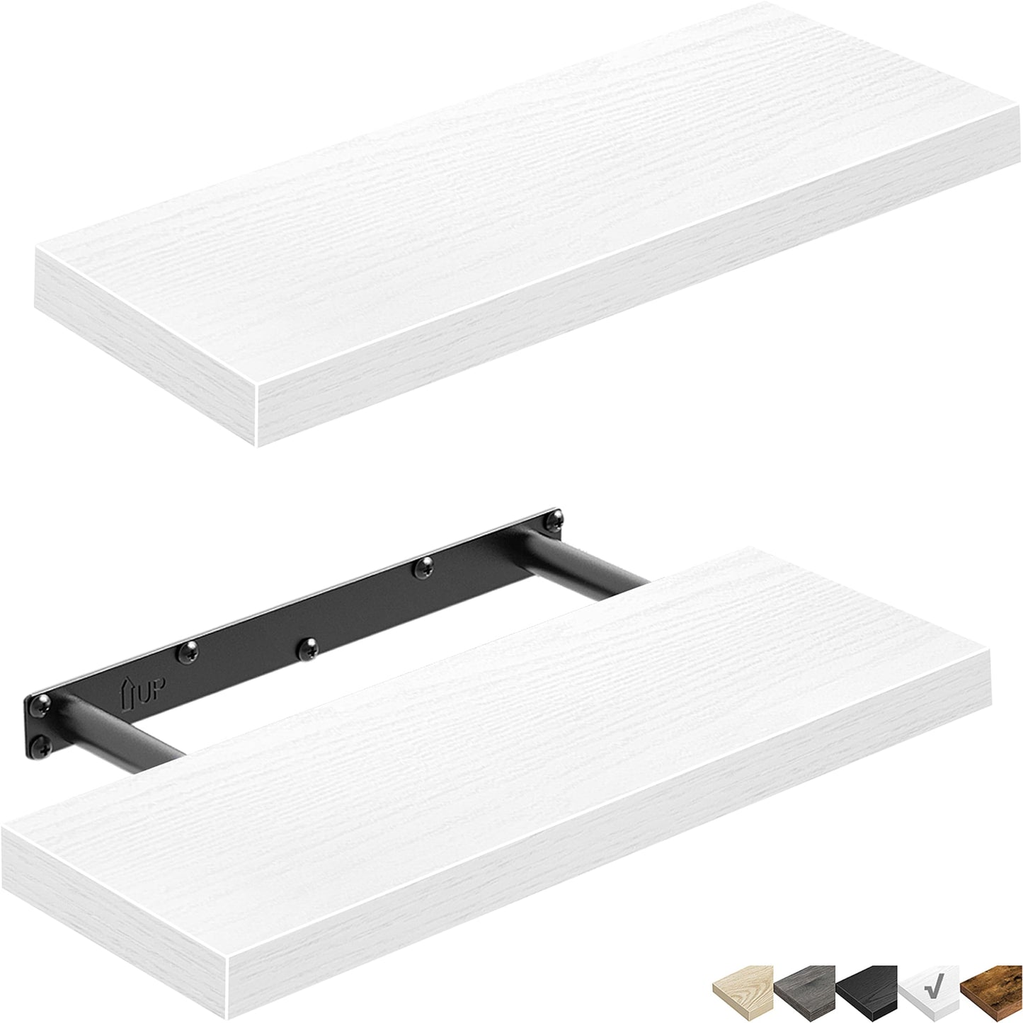 QEEIG Floating Shelves, 3pcs, Rustic Brown