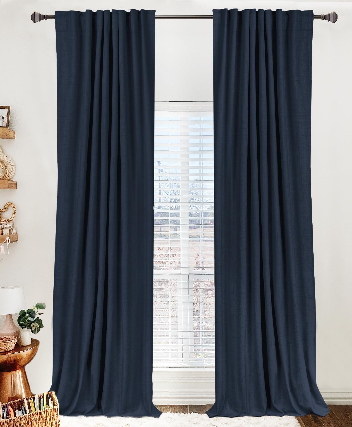 Linen Blackout Curtains 50x120" Moss Green, 2 Panels