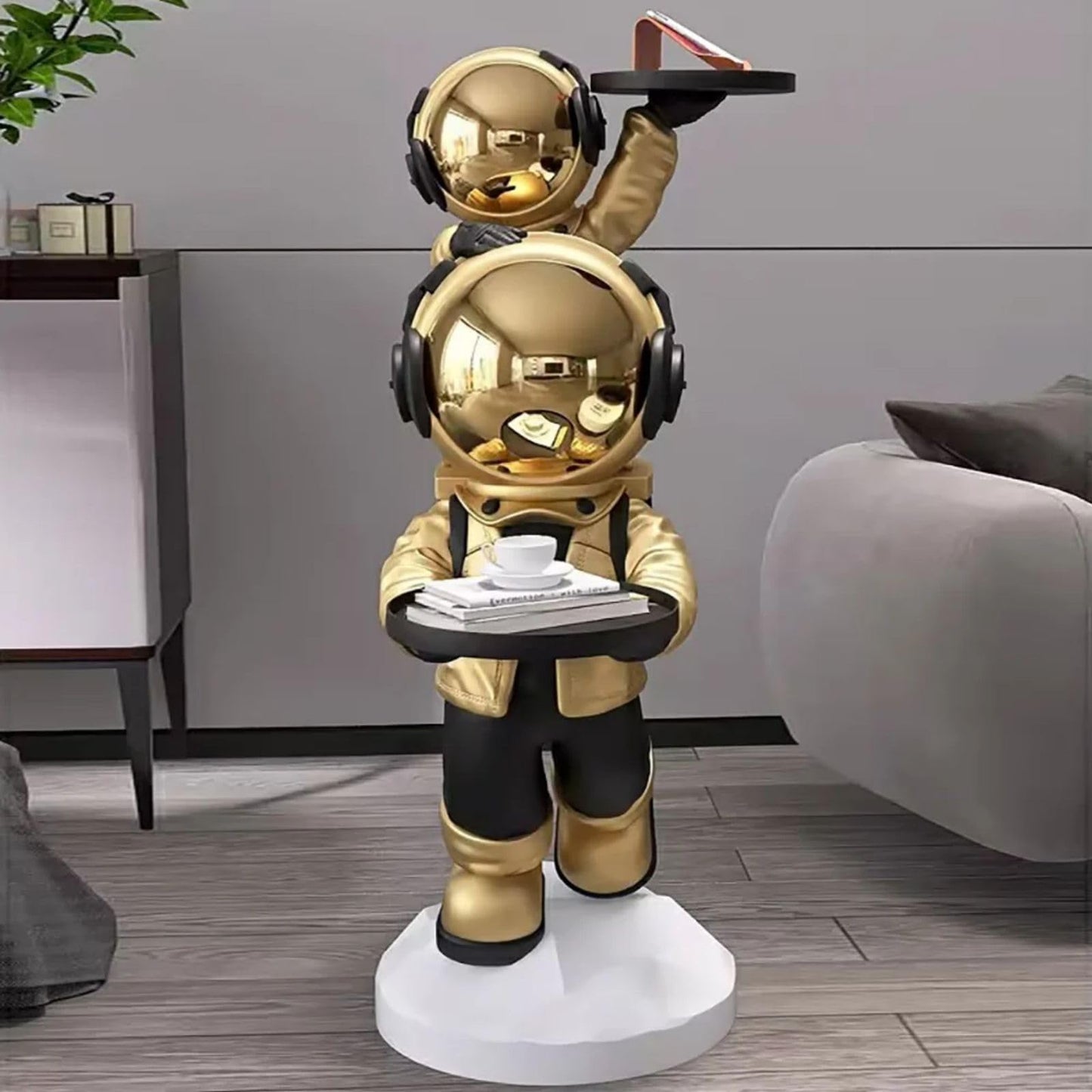 Gold Astronaut Floor Statue